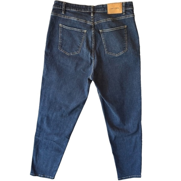 Saint & Sofia Pixie Pleat Mom Jeans Indigo Blue Womens Size UK 32 - Picture 3 of 9